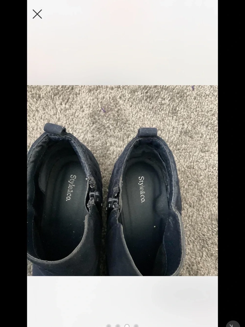 Style & Co. Navy Suede Ankle Booties with Quilted Heel